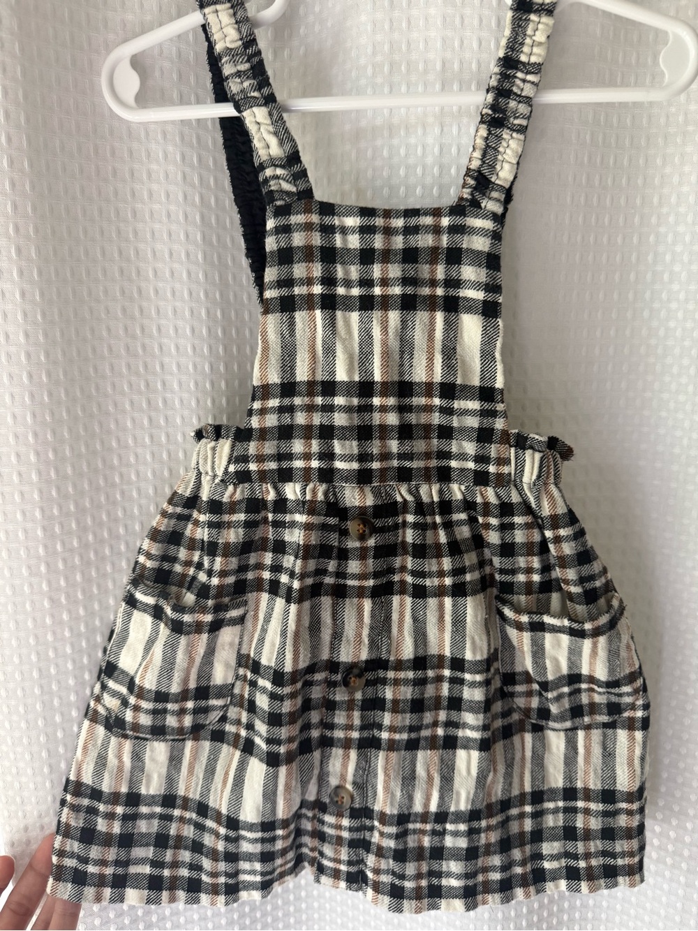 Zara Girls Plaid Pinafore Skirt - Black, White & Brown